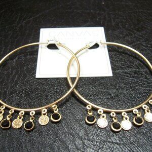 Gypsy Style Black Enamal Half Hoop Earrings by Canvas